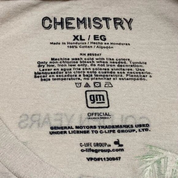 Chemistry T-Shirt Men's XL Chevrolet Camaro 1967 Convertible Tan Short Sleeve - Picture 5 of 5